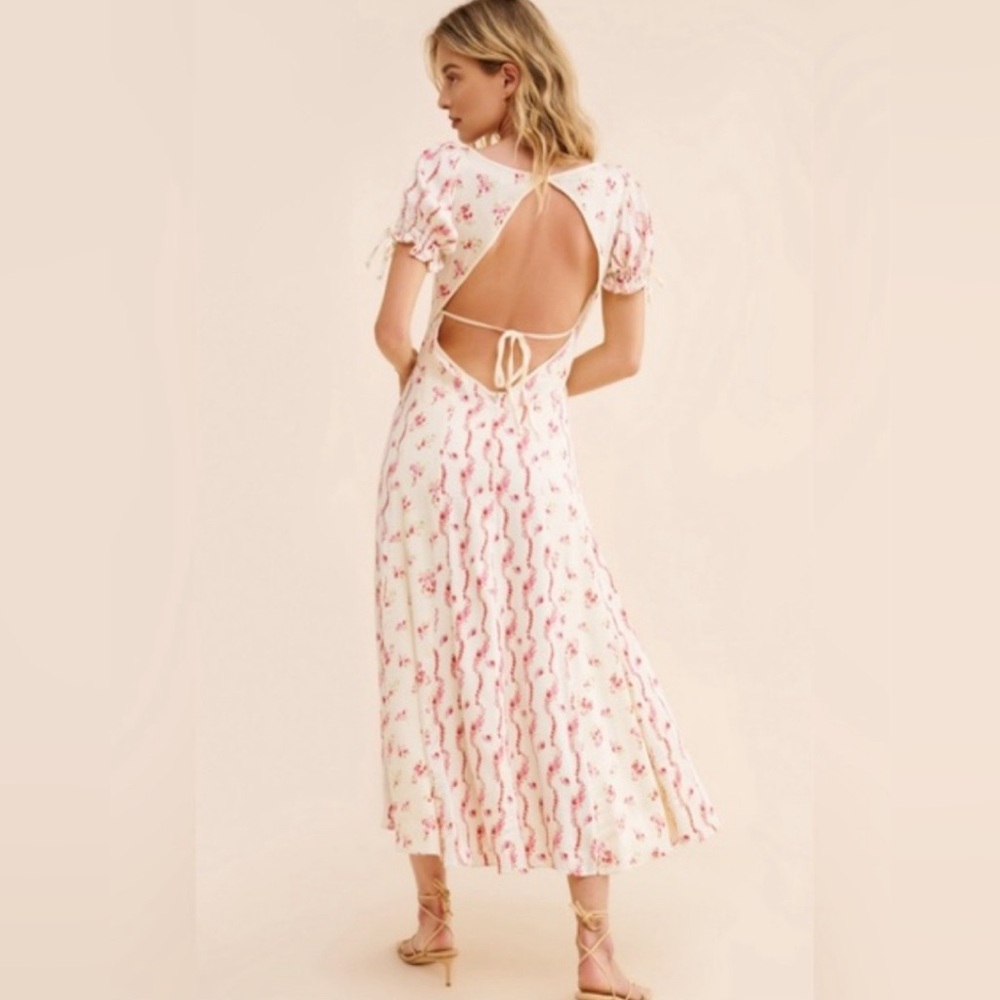 Free People Magdalena Backless Double Lined Floral Dress